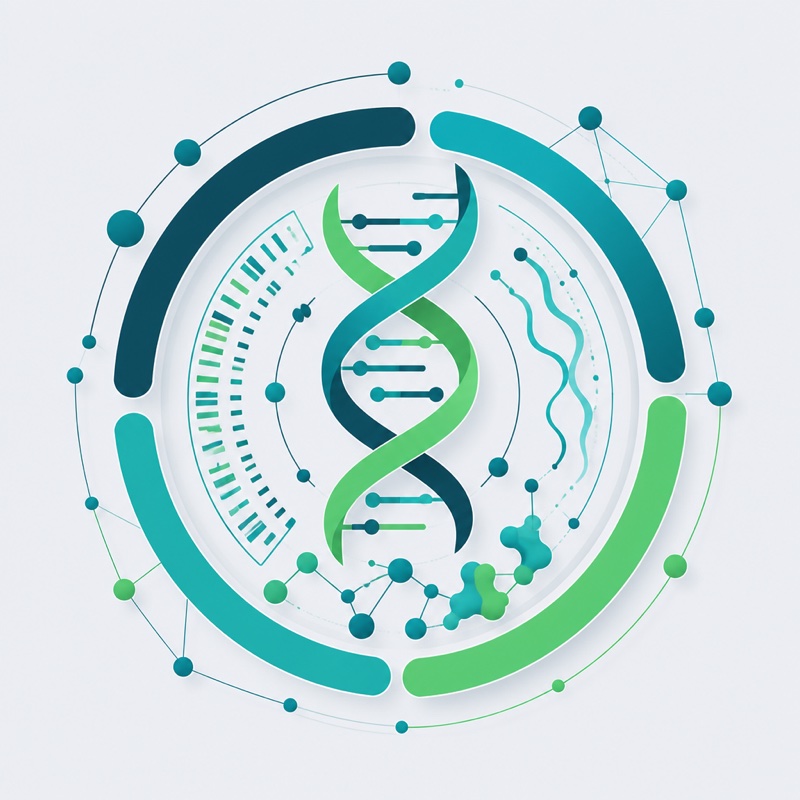Illustration of integrated genomics, transcriptomics, and proteomics